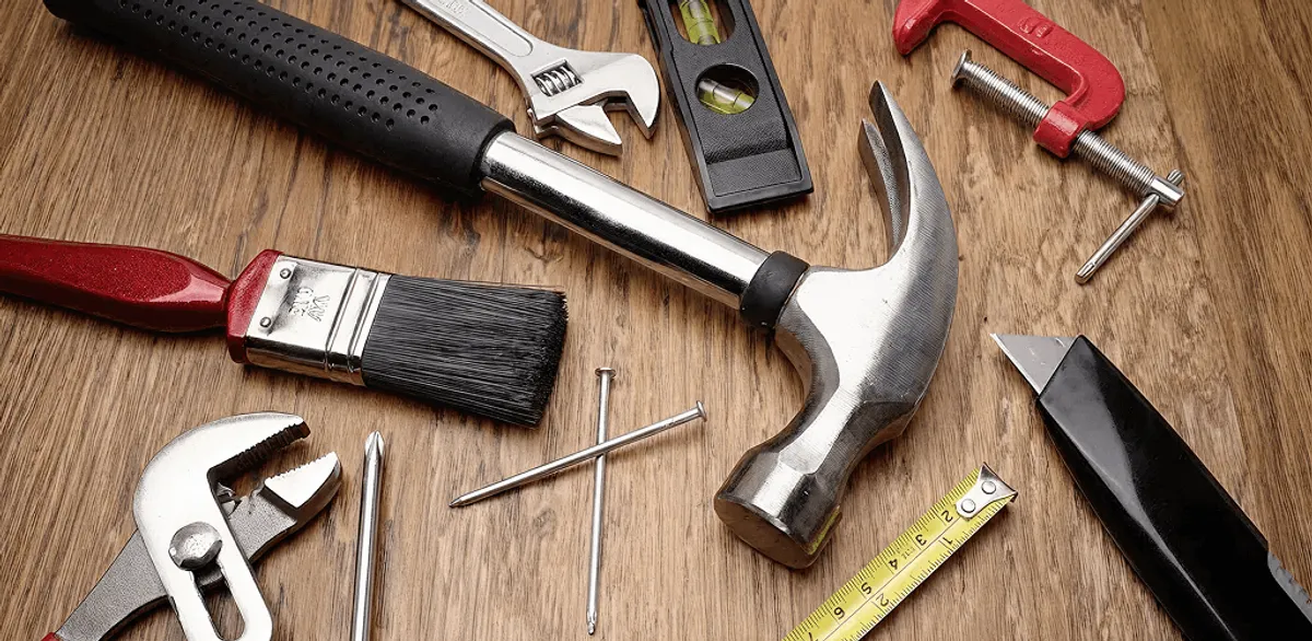 Handyman tools laid out for home repair and maintenance work in Bellevue, WA