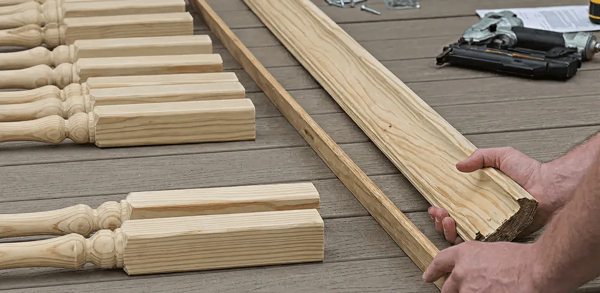 Handrail installation materials and wood components for stair rail work in Bellevue, WA